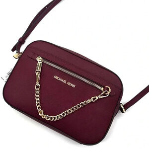 MICHAEL KORS LARGE EW ZIP CHAIN CROSSBODY BAG DARK CHERRY